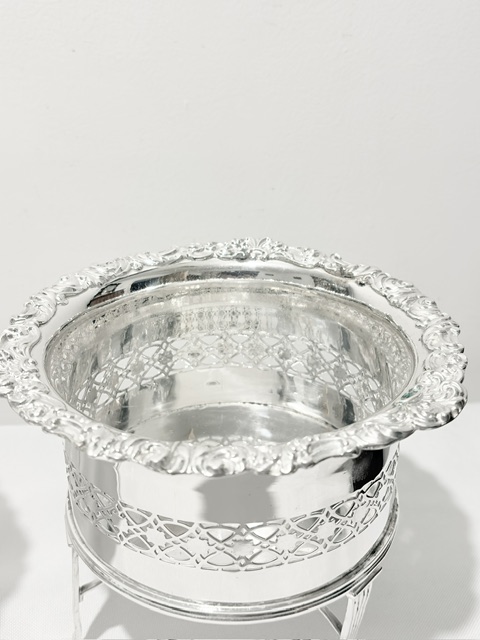 Antique Silver Plated Pair of Planters or Wine Bottle Holders