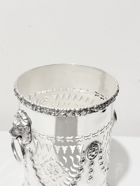 Antique Silver Plated Two Handle Wine Bottle Holder or Sleeve