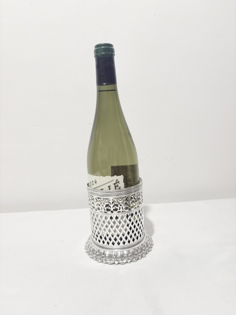 Antique Silver Plated Wine Bottle Coaster with a Boar Crest or Armorial