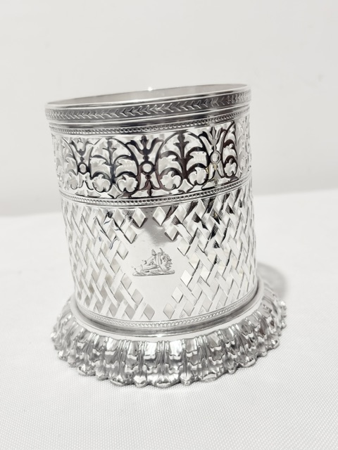 Antique Silver Plated Wine Bottle Coaster with a Boar Crest or Armorial Antique Silver Plated Wine Bottle Coaster with a Boar Crest or Armorial