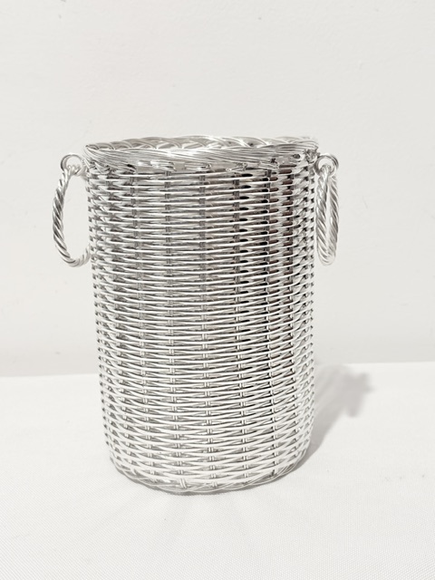 Unusual Vintage Silver Plated Basket Weave Decoration Wine Bottle Coaster Stand