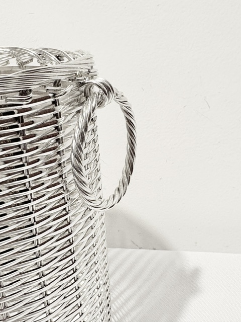 Unusual Vintage Silver Plated Basket Weave Decoration Wine Bottle Coaster Stand