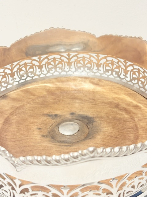 Large Antique Silver Plated Wine Bottle Coaster