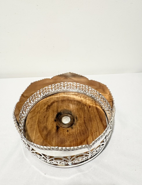 Large Antique Silver Plated Wine Bottle Coaster