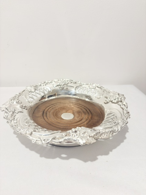 Antique Pair of Silver Plated Wine Bottle or Decanter Coasters
