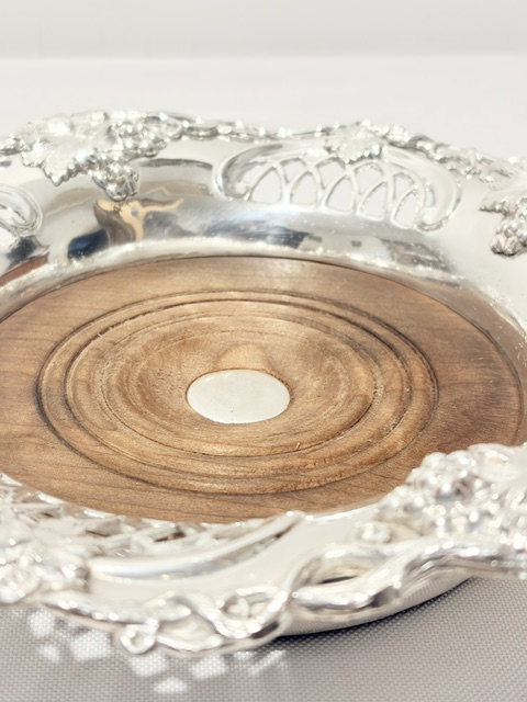 Antique Pair of Silver Plated Wine Bottle or Decanter Coasters