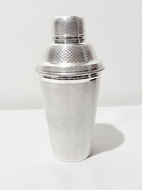 Smart Antique Silver Plated Cocktail Shaker Engine Turned Throughout
