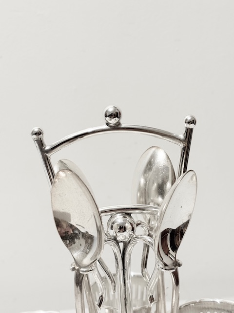 Antique Silver Plated Egg Cruet on Galleried Tray