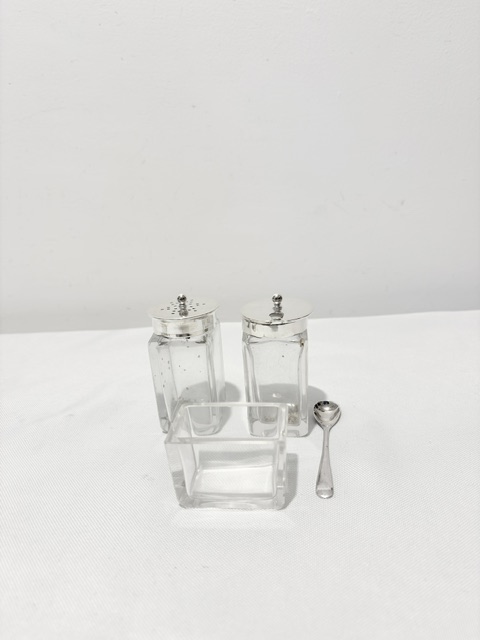 Smart Antique Silver Plated Three Bottle Cruet