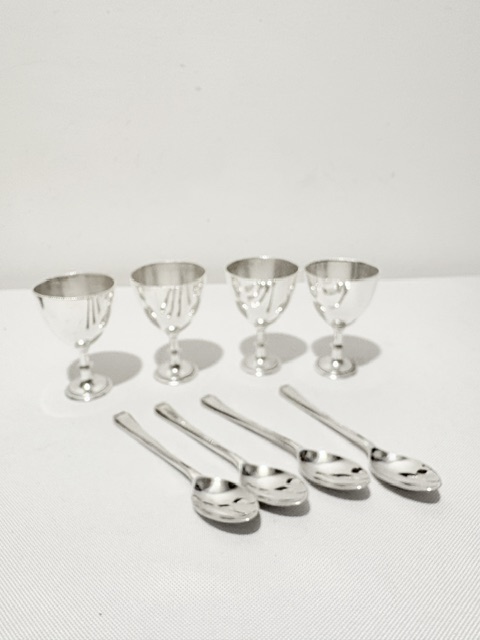 Antique Silver Plated Egg Cruet with Wavy Tray