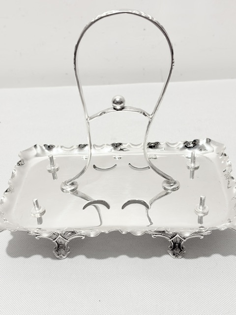 Antique Silver Plated Egg Cruet with Wavy Tray