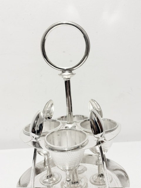 Antique Silver Plated Egg Cruet with Engine Turned Design Antique Silver Plated Egg Cruet with Engine Turned Design