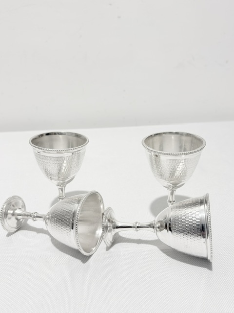 Antique Silver Plated Egg Cruet with Engine Turned Design Antique Silver Plated Egg Cruet with Engine Turned Design