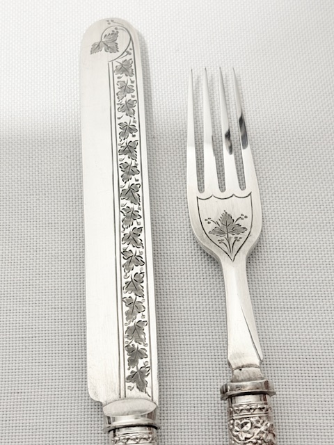 12 Place Antique Silver Plated and Mother of Pearl Fruit or Dessert Cutlery