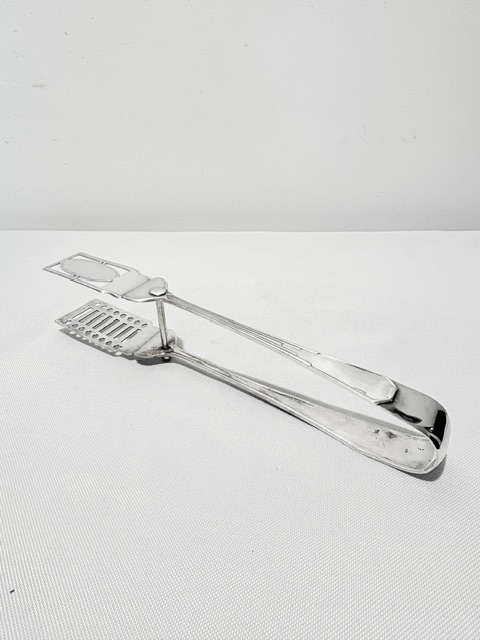 Art Deco Design Antique Silver Plated Asparagus Tongs (c.1890)