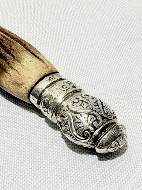 Unusual Antique Silver Plated and Antler Cake or Pie Server
