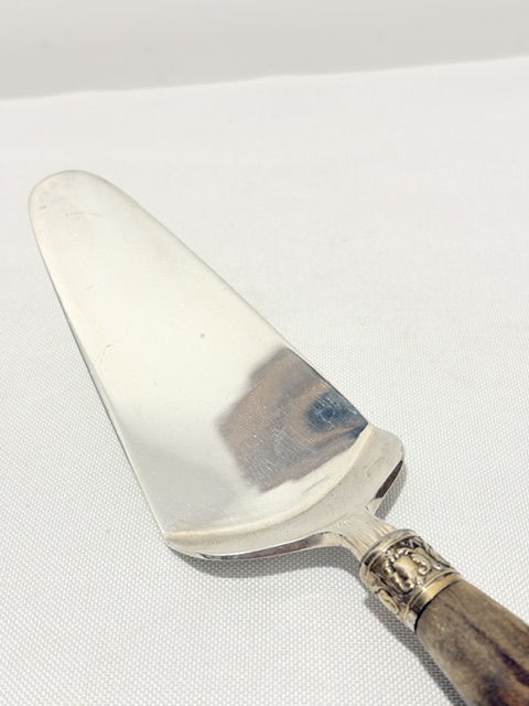 Unusual Antique Silver Plated and Antler Cake or Pie Server