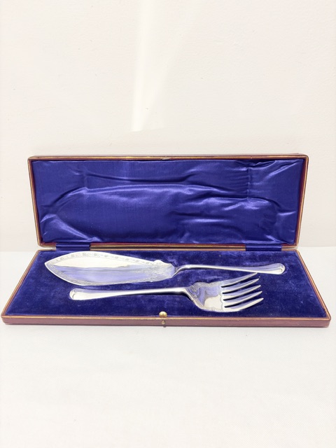 Antique Pair of Fish Servers Housed in their Original Box Antique Pair of Fish Servers Housed in their Original Box