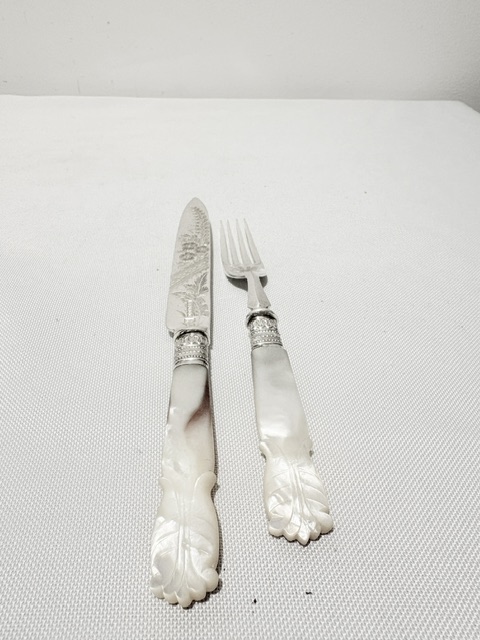 Antique 12 Place Setting Silver Plated Dessert or Fruit Cutlery