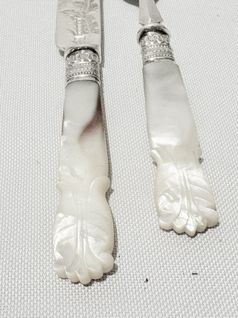Antique 12 Place Setting Silver Plated Dessert or Fruit Cutlery