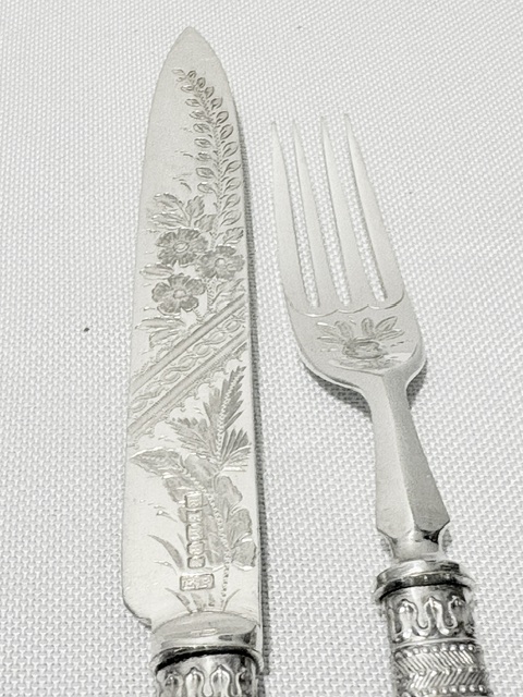 Antique 12 Place Setting Silver Plated Dessert or Fruit Cutlery