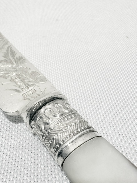 Antique 12 Place Setting Silver Plated Dessert or Fruit Cutlery