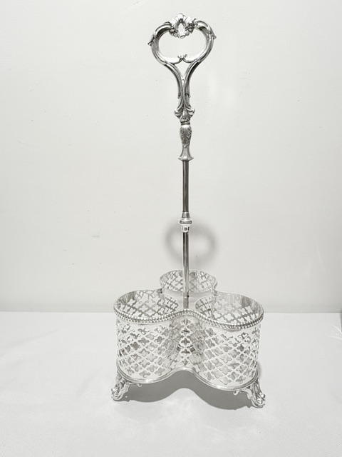 Super Quality Antique Silver Plated Three Colour Glass Bottle Decanter Stand Super Quality Antique Silver Plated Three Colour Glass Bottle Decanter Stand