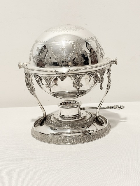 Elaborate Antique Silver Plated Egg Boiler or Coddler with Rollover Lid