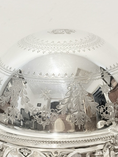 Elaborate Antique Silver Plated Egg Boiler or Coddler with Rollover Lid