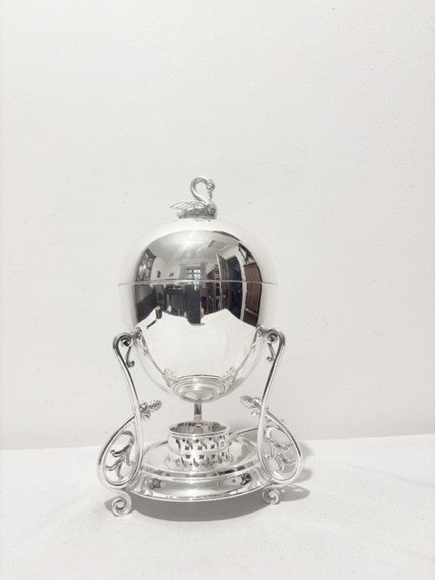 Antique Silver Plated Egg Coddler or Boiler with Swan Finial (c.1800)