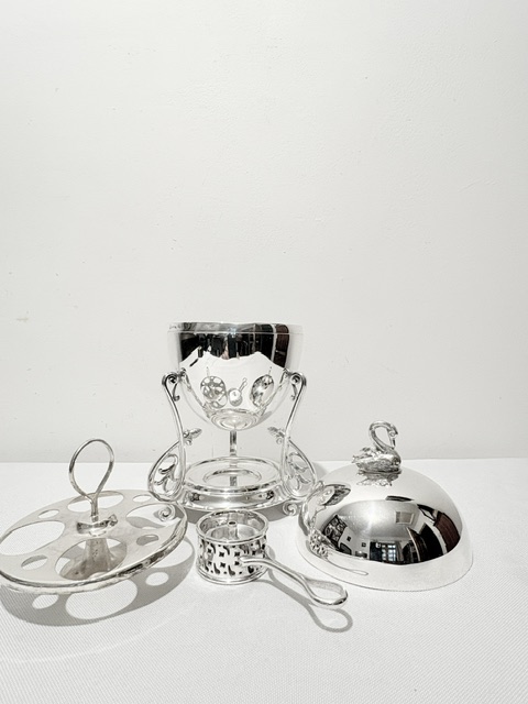 Antique Silver Plated Egg Coddler or Boiler with Swan Finial Antique Silver Plated Egg Coddler or Boiler with Swan Finial