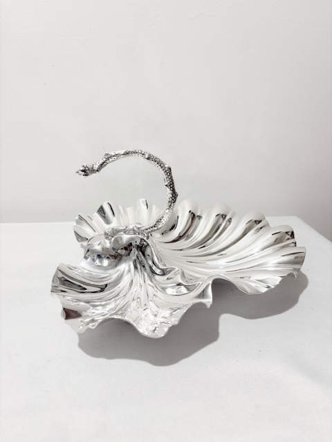 Handsome Antique Silver Plated Triple Shell Dish