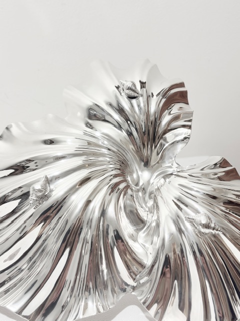 Handsome Antique Silver Plated Triple Shell Dish Handsome Antique Silver Plated Triple Shell Dish