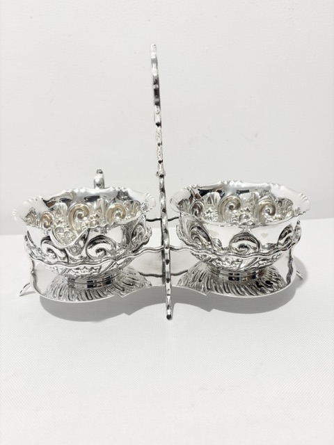 Handsome Antique Silver Plated Cream & Sugar in Stand (c.1900)