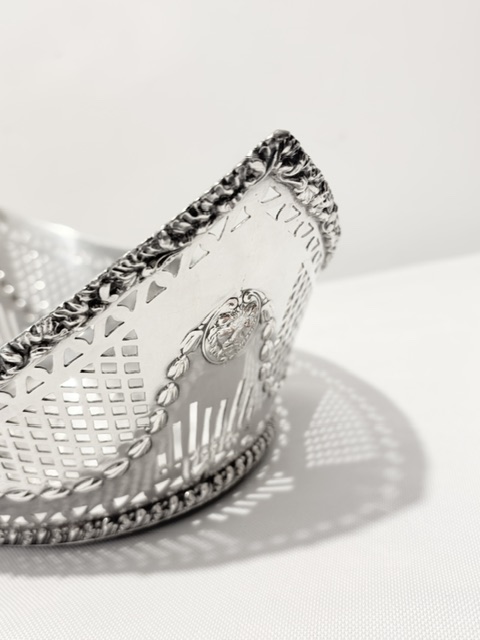 Antique Silver Plated Boat Shaped Bread Roll Dish