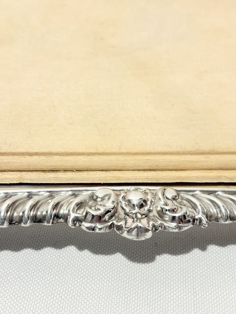 Silver Plated Rectangular Bread or Cheese Board with Original Wooden Insert