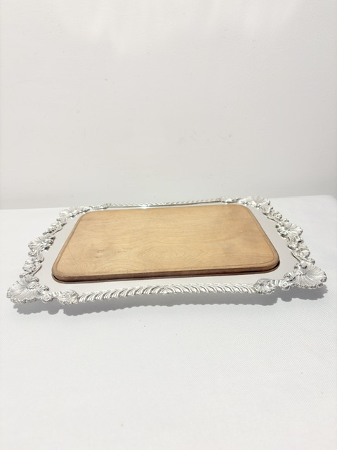 Antique Silver Plated Boldly Gadroon Mounted Bread Board