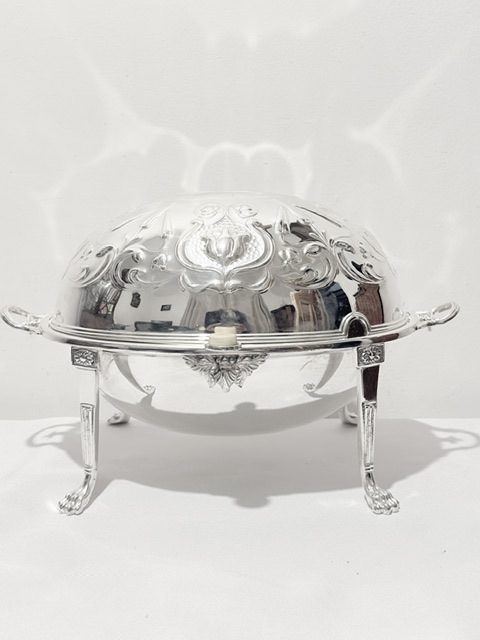 Antique Silver Plated Rollover Serving Dish