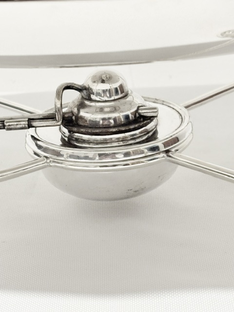 Antique Silver Plated Entree or Vegetable Dish on Warming Stand