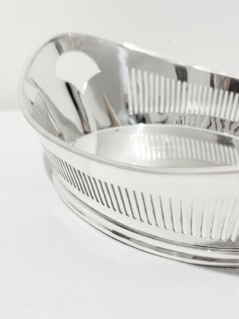 Smart Antique Silver Plated Bread Dish with Cut Out Handles