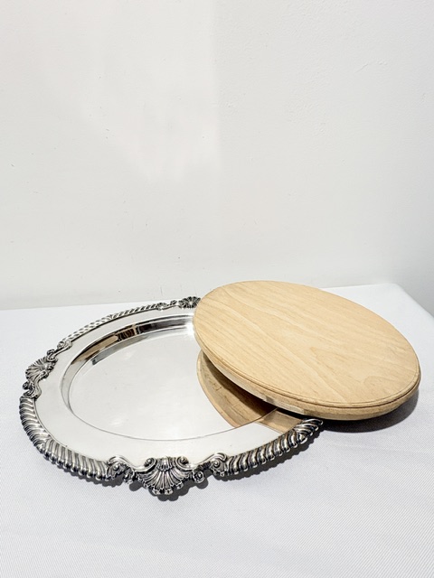 Antique Silver Plated Bread Board with Original Tray