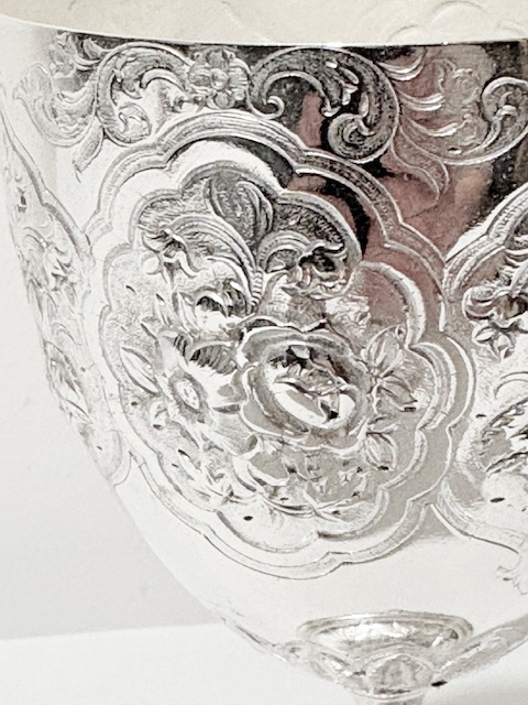 Antique Silver Plated Wine Goblet Standing on a Circular Pedestal Base Antique Silver Plated Wine Goblet Standing on a Circular Pedestal Base