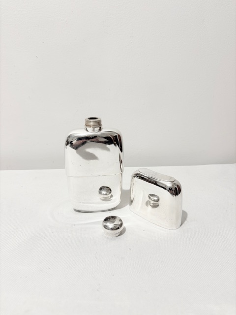 Antique Silver Plated Hip Flask Simple in Design
