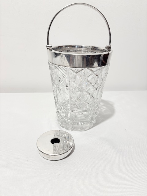 Antique Silver Plated and Moulded Glass Wine Cooler or Ice Bucket