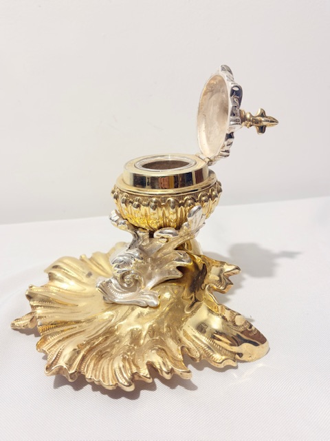 Antique Silver Plated and Gilt Inkstand Antique Silver Plated and Gilt Inkstand