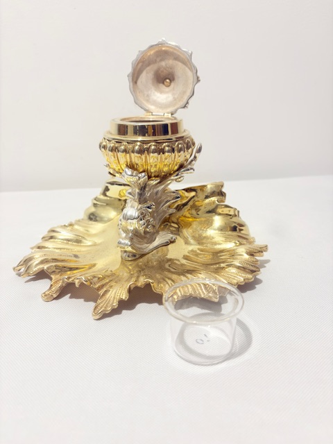 Antique Silver Plated and Gilt Inkstand Antique Silver Plated and Gilt Inkstand