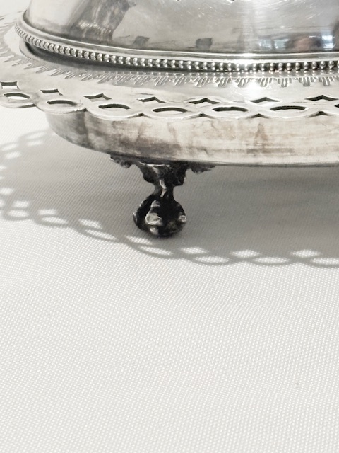 Charming Antique Silver Plated Butter Dish with Reclining Cow