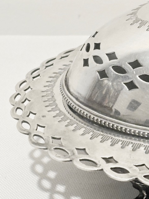 Charming Antique Silver Plated Butter Dish with Reclining Cow