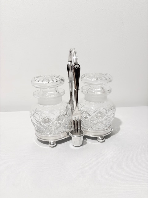Vintage Silver Plated and Cut Glass Pickle Stand
