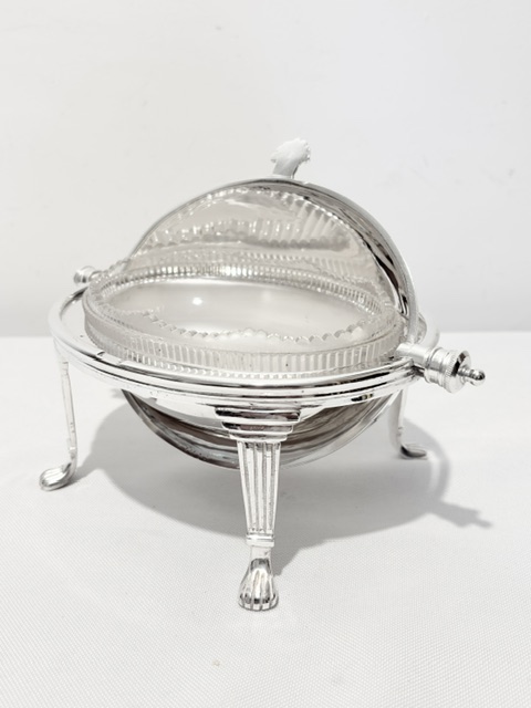Antique Oval Silver Plated Rollover Butter Dish with Glass Liner Antique Oval Silver Plated Rollover Butter Dish with Glass Liner